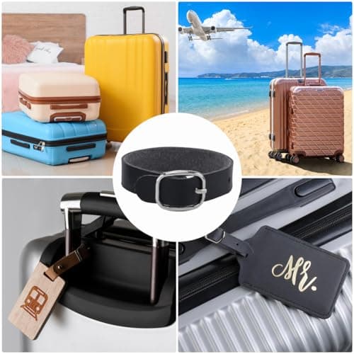GORGECRAFT 10Pcs Leather Luggage Labels Strap Adjustable Black Luggage Tag Loops Replacement Belts with Metal Buckle Watch Band Straps for Suitcase Briefcase Travel Secure Storage Hanging Accessories — view 5