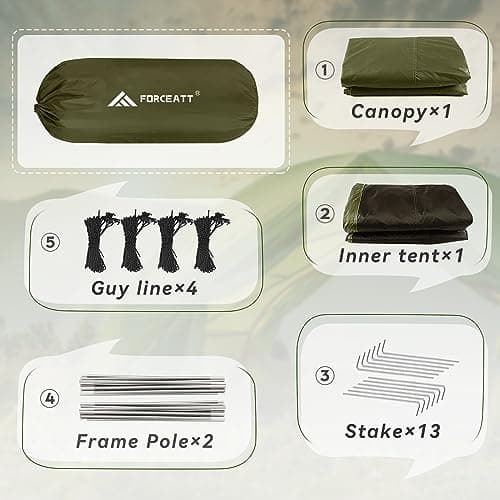 Forceatt 2 Man Camping Tent - Easy Setup Lightweight Two Doors PU3000mm Waterproof Dome - Windproof Instant Outdoor Shelter for Traveling, Beach, Hiking, Mountaineering — view 5