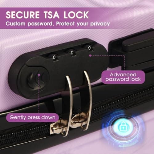 Lishetimig Luggage Sets 4 Piece Travel Suitcase Set with ABS Hard Shell Luggage, Secure TSA Lock with 360° Spinner Wheels, 14" 20" 24" 28" Case-Airline Approved (Purple) — view 4