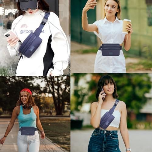 Bumbags Waist Fanny Pack Ladies Fashion Bum Bag with Adjustable Belt for Sport Hiking Girls Women Men (Blue) — view 5