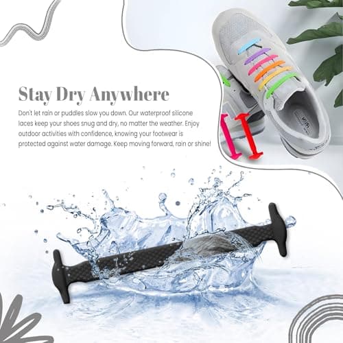 NAVZA No Tie Elastic shoe laces- Flat Elastic Laces for Converse Air Force Sneakers Boots, Waterproof Silicone Tieless shoe laces, Slip-on Any Shoes — view 4