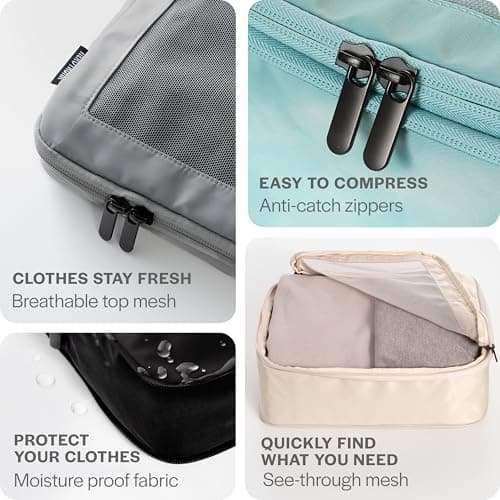 Aerotrunk Compression Packing Cubes for Suitcases - Double Zipper Compression Luggage Organizers - Washable Travel Packing Cubes (4-Pack, Black) — view 6