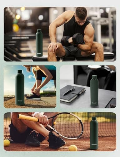 Stainless Steel Water Bottle Double Wall, Insulated Metal Water Bottle with Clip, 350ml/500ml/750ml/1L, BPA Free, 24hrs Cold & 12hrs Hot, Suitable for Sports, Camping, Hiking, Cycling, Gym, Travel — view 6