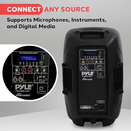 Pyle Portable PA Speaker System 1800W Bluetooth Active/Passive Outdoor — view 3