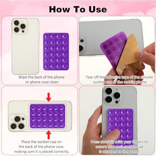 Giantree 2 Pcs Silicone Suction Phone Case Mount, Anti-Slip Hands-Free Mobile Accessory Holder (Purple) — view 6