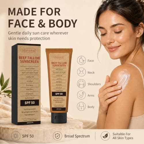 Beef Tallow Sunscreen SPF 50, Natural Sunscreen for Face & Body, 100 g — view 3