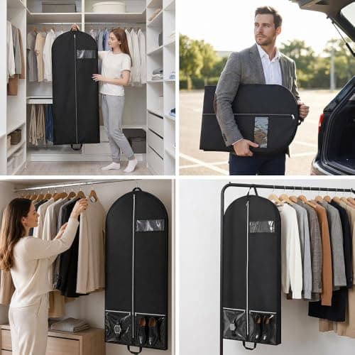 137cm Black Breathable Garment Suit Bag with 10cm Expandable Gusset — view 6