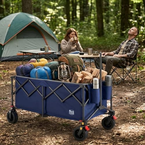 TIMBER RIDGE Festival Trolley on Wheels 300L Heavy Duty Camping Trolley Folding Wagon Trolley with Brakes, Portable Pull Garden Wagon Cart Lightweight for Outdoor Picnic Shopping Fishing — view 2