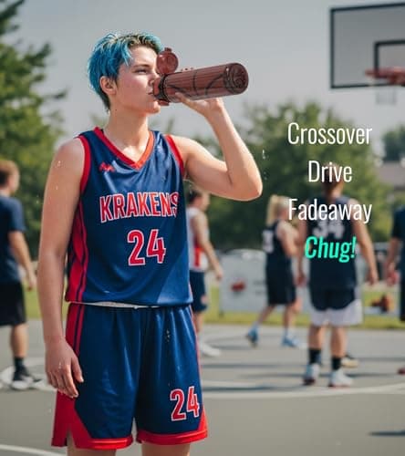 MYFOREST Basketball Water Bottle, Lightweight, Quick-Open Gulp Lid/Straw — view 2