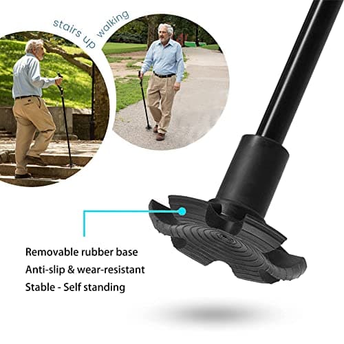 Yinghesheng Folding Walking Stick Elderly Crutches Posture Walking Cane Walking Sticks for Men Women Portable Safety Lightweight Adjustable Height Self-Stand 360 Deg Traction Non Slip Crutch — view 4
