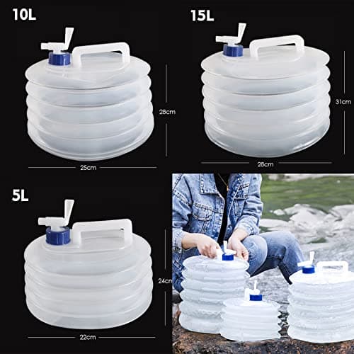 Collapsible Water Container 3L 5L 10L 15L, Folding Water Bucket Water Carrier, Portable & BPA-Free Water Tank Water Jug Buckets Storage for Caravans Camping Hiking Travel BBQ Travel Outdoor Use — view 2