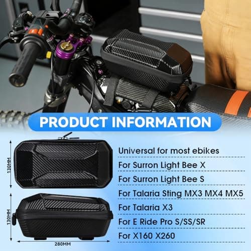 Ebike Frame Storage Bag,Hard-Shell Carbon Fiber Texture Phone Pouch Bag — view 5