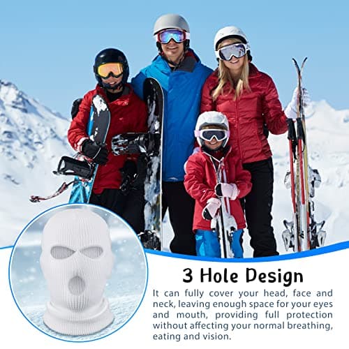 BBTO 1 Pcs 3 Hole Knitted Balaclava, Thermal Winter, White — view 4