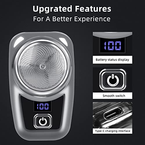 Mini Portable Electric Shaver, Electric Razor for Men,Pocket Size Mini Shaver, USB Rechargeable Portable Beard Trimmer, one-Button Operation and Space Saving, Waterproof, Travel Essentials — view 6