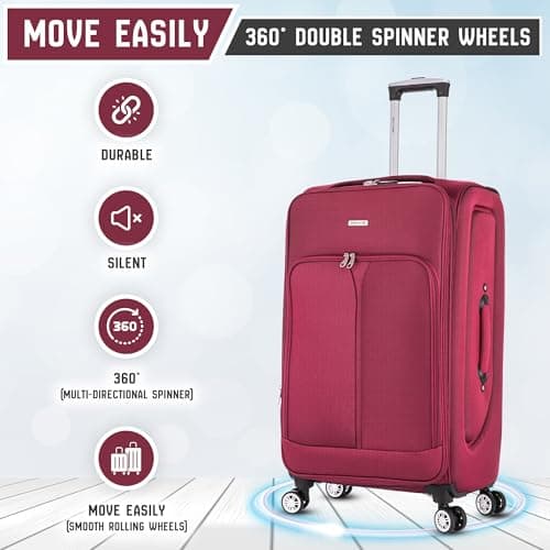 24" Medium Suitcase Super Lightweight Luggage 20% Expandable 4 Wheels Spinner 3-Digit Combination Lock Soft Shell Luggage for 15 to 20kg — view 5