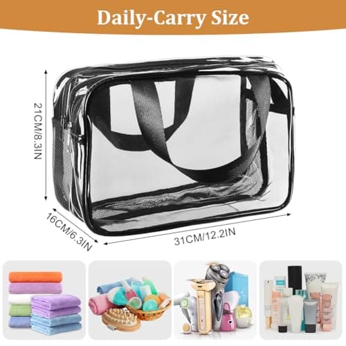 Aucuu Clear Toiletry Bag, Portable Travel Makeup Bag, Wet Dry Separation PVC Wash Bags, Large Capacity Travel Toiletries Case, Waterproof Makeup Bags with Handles, Clear Cosmetic Bag for Women Girls — view 2