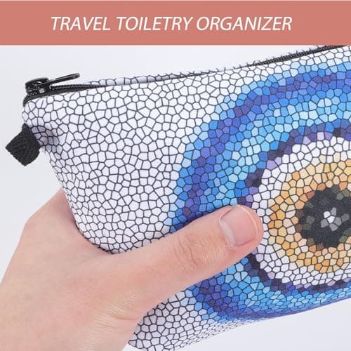 Evil Eye Makeup Bag Silver Polyester Waterproof Zipper Pouch — view 5
