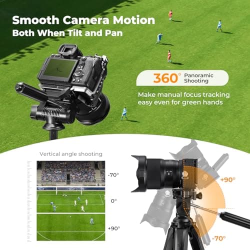 K&F CONCEPT 75"/190cm Compact Camera Tripod, Load Capacity 8kg — view 5