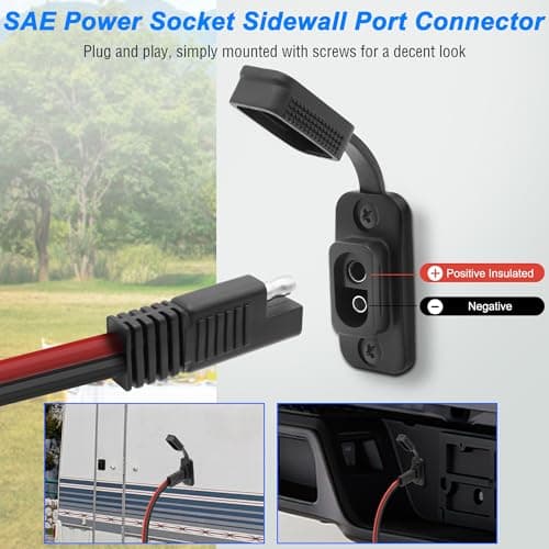 MEIRIYFA SAE Quick Connector Harness Adapter Male Plug to Female Socket Cable, 12AWG SAE Extension Cord Power Sidewall Port Weatherproof for Solar Generator Battery Charger (2Pack, 0.3M) — view 5