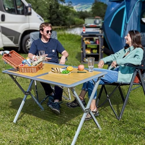 TIMBER RIDGE Camping Table That Fold Up Aluminium Roll Up 110x70cm — view 2