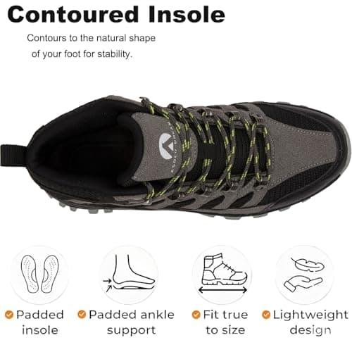 HODTOB Hiking Boots Mens Womens Lace-up Non-Slip Outdoor Men Women Mountain Trekking Shoes for All Season Walking Travelling Backpacking Camping Shoes Sneaker Grey-6UK — view 5