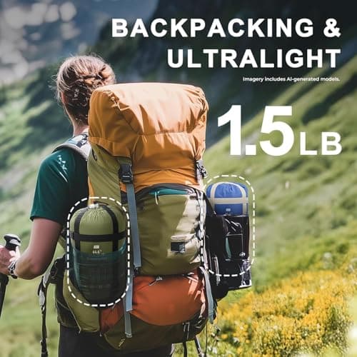 Warm Weather Sleeping Bags for Adults - Lightweight/Compact/Ultralight/Backpacking/Waterproof/Packable, Free Compression Sack - Best for Summer Camp, Hiking, Motorcycle, Easy to Carry, Small Space — view 3