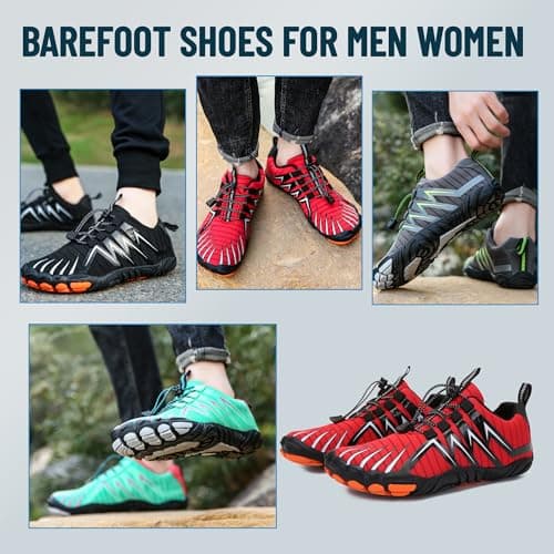 Barefoot Shoes Mens Womens Wide Toe Trail Running Trainers Lightweight Comfortable Workout Shoes for Hiking Fitness Walking Unisex,Red 11UK — view 6