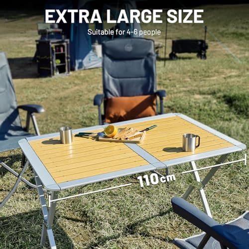 TIMBER RIDGE Camping Table That Fold Up Aluminium Roll Up 110x70cm — view 6