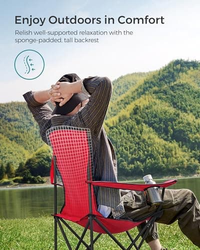 SONGMICS Folding Camping Chair, Sponge Seat, Cup Holder, 250 kg Capacity — view 4