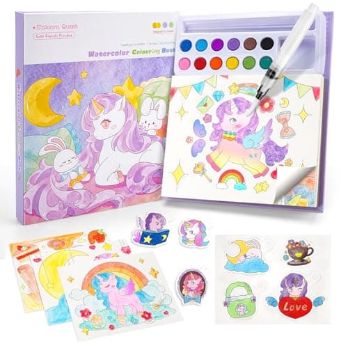 Ybzegrd 3-in-1 Water Colouring Book Girls 3+, Mess-Free Travel & Tear-Out