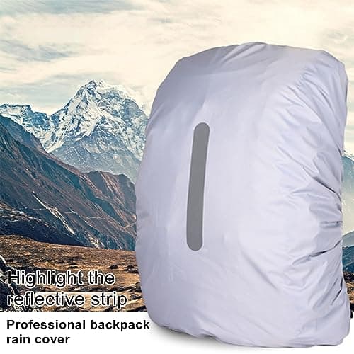 PAPABA Waterproof Backpack Cover Rain with Reflective Strip Storage Bag Anti-theft for Camping School Bags White L — view 2