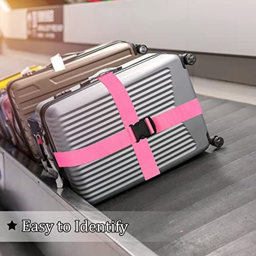 Luggage Suitcase Straps Set, Travel Accessories Thickened Luggage Belt with Quick Release Buckle, Adjustable Black Travel Luggage Straps for Suitcase Baggage (Pink, 2 PCS Set),(DBD001) — view 5