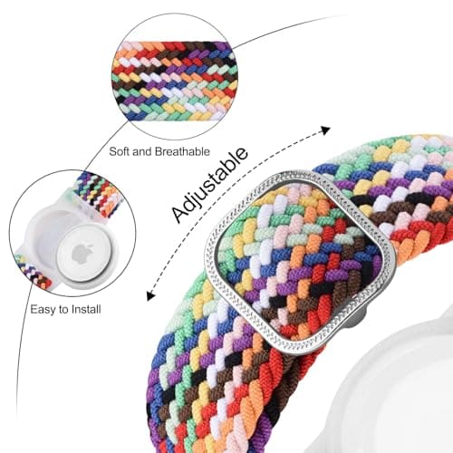 Airtag Watch Strap for Kids, Air-Tag 2nd & 1st Gen Wristband Holder for Apple Item Finder, Stretchy Adjustable Bracelet for Child Boys Girls — view 2