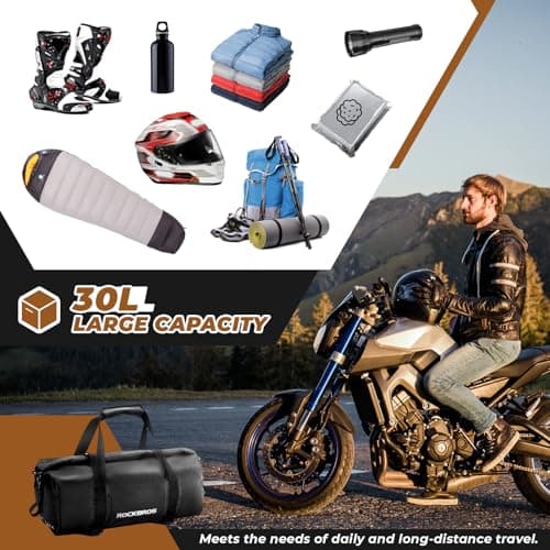 ROCKBROS Motorcycle Tail Bag Motorcycle Saddle Bag 100% Waterproof Travel Luggage Bags with Shoulder Strap Rear Seat Bag for Motorcycling Cycling Outdoor Sports 30L — view 6