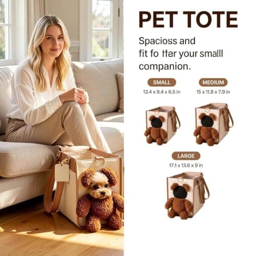 Dog Carrier Bag, Teddy Bear Dog Carrier Bag for Small Dogs And Cats, 2 In 1 Multifunctional Pet Carrier Handbag with Plush and Furry Ears, Portable Convenient Travel Tote Bag for Walks and Errands，S — view 2