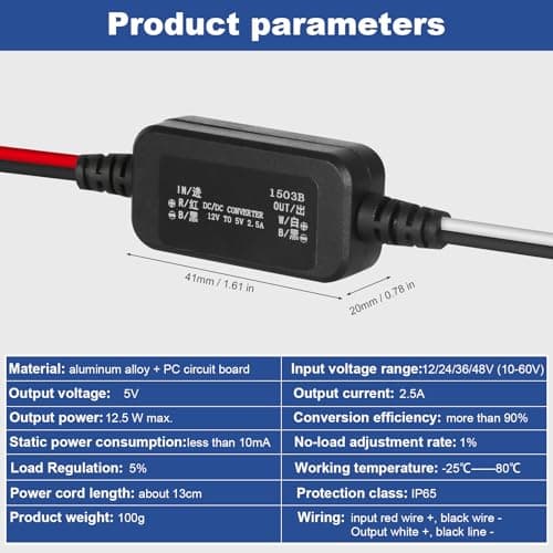 Uadme DC-DC 12V to 5V Step Down Converter, Waterproof — view 2
