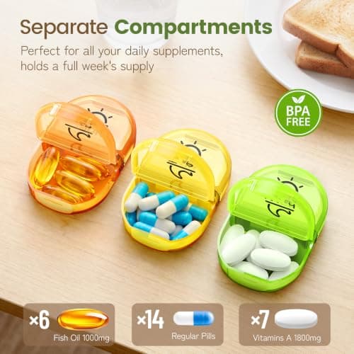 Serfeymi Weekly Pill Boxes Organiser 7 Day 2 Times a Day Tablet Organiser — view 4