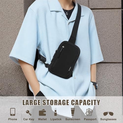 flintronic Sling Bag, Waterproof Chest Bag for Men and Women, Mini Breathable Crossbody Shoulder Bag with Zipper, Lightweight Shoulder Backpack for Travel Hiking Cycling Camping Outdoor Sports — view 6