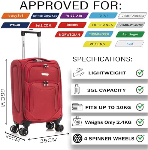 FLYMAX Cabin Carry on Flight Bag Approved Hand Luggage Case Hold Suitcase 55x35x20 Fits Ryanair Easyjet Jet 2 56x45x25 — view 2