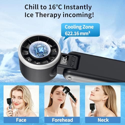 Curloni Portable Handheld Turbo Fan with Ice Cooling, 4000mAh Hand Fan Rechargeable, 5 Speeds Turbo Personal Fan with LED Display, Mini Fan for Travel, Makeup, Outdoor — view 2