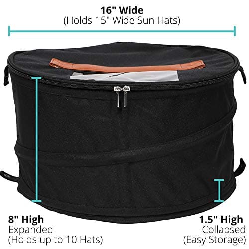HappiBox Hat Storage Box | Stuffed Animal Toy Storage | Stackable Round Pop-up Container | Travel Hat Boxes for Women & Men | Closet Organizer w Lid | Dust Cover Cowboy Sun Beach Hats (Black, 2 Pack) — view 6