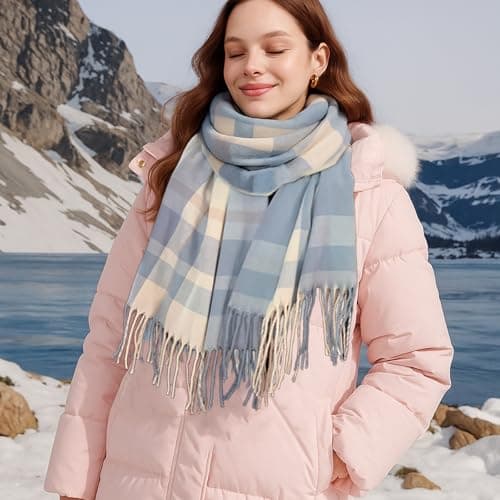 GWAWG Winter Tartan Scarf for Women Warm Long Soft Cashmere Shawls Fashion Accessories for Christmas Holiday Outside Gifts — view 5