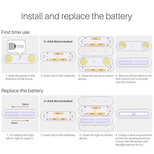 STAR-SPANGLED 7” LED Motion Sensor Lights Indoor AAA Battery, 3 Pack White — view 6