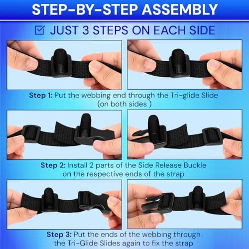 TECEUM 25mm Nylon Strap Kit with Buckles, 5m Black Fabric Tape — view 6