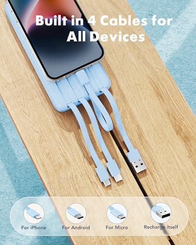 Charmast Power Bank with Built in Cables X 4, 10000mAh Portable Charger — view 2