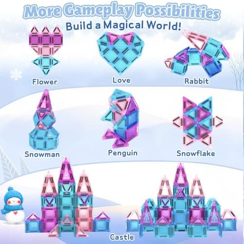 Dreamon 68 PCS Mini Magnetic Tiles Set Travel Magnetic Tiles for Kids with Tin Box Magnetics Blocks Building Toy Christmas Birthday Gift Girls Boys Age 3 4 5 Years — view 4