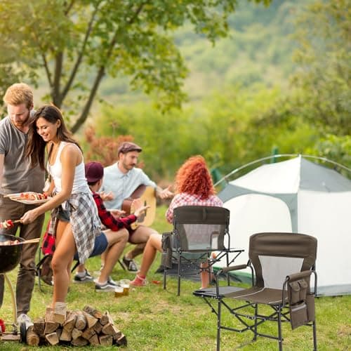 Bonnlo Camping Chairs for Adults Heavy Duty, Folding Directors Chair (2pc) — view 2