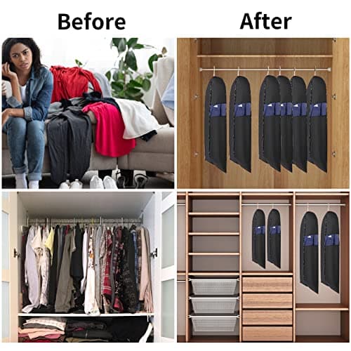 WAORZMK Suit Cover Bags for Men, 5 PCS 24x40in Dustproof Garment Bags — view 3