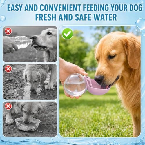Portable Dog Water Bottle, 2 in 1 Foldable Silicone & Clear Plastic Pet Water Cup for Travel, 285ml Large Capacity for Dogs Cats Outdoor Walking Hiking (pink) — view 3