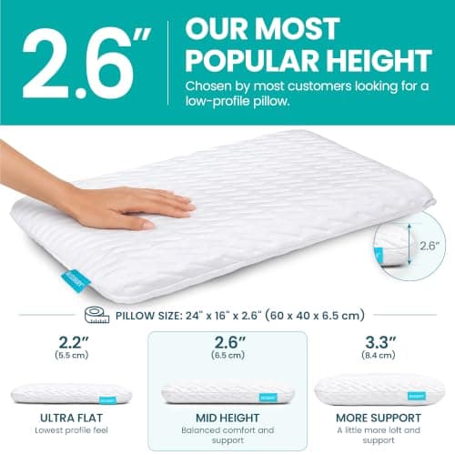 BLISSBURY Thin Flat Pillow, Memory Foam Pillow, Ultra Thin, 6.5 cm — view 2